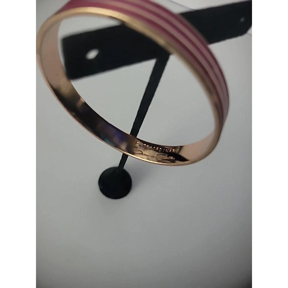 Vintage Oscar De La Renta Bracelet Rose Gold Tone Pink Jewelry Costume